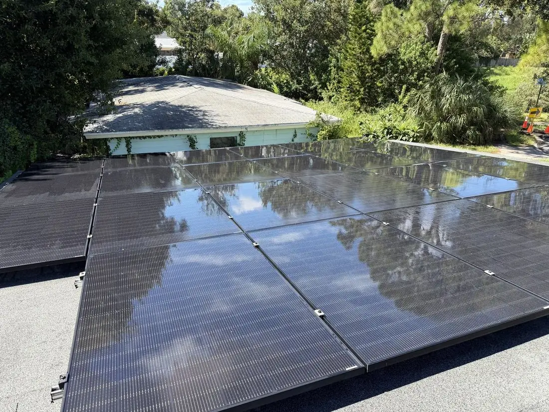 Mirror-clean solar panels after a Clearwater Beach cleaning